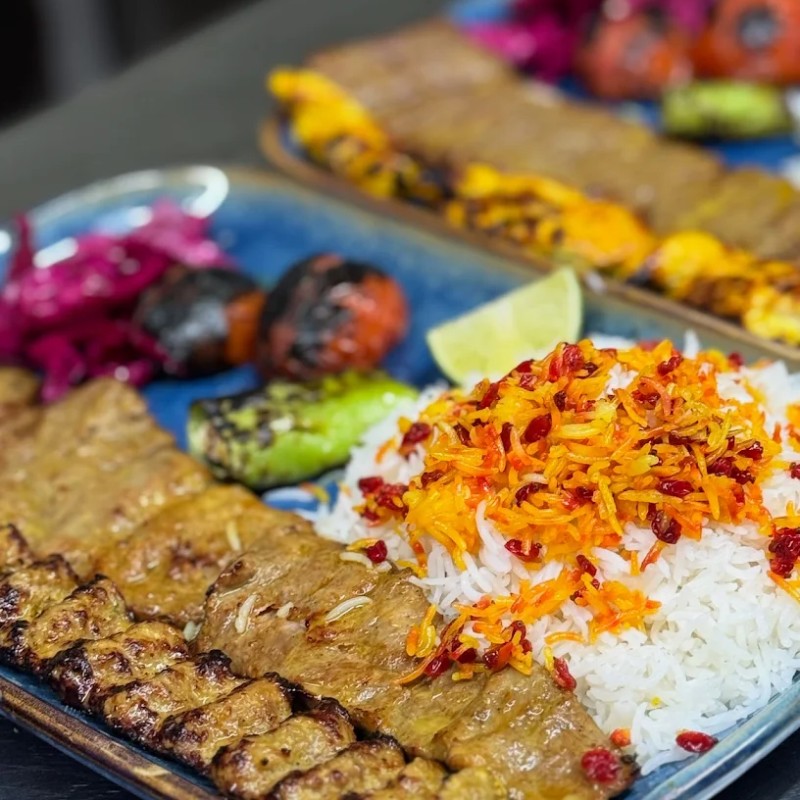 Persian Sultani Kebab Served at Shiraz Restaurant in Bolton 